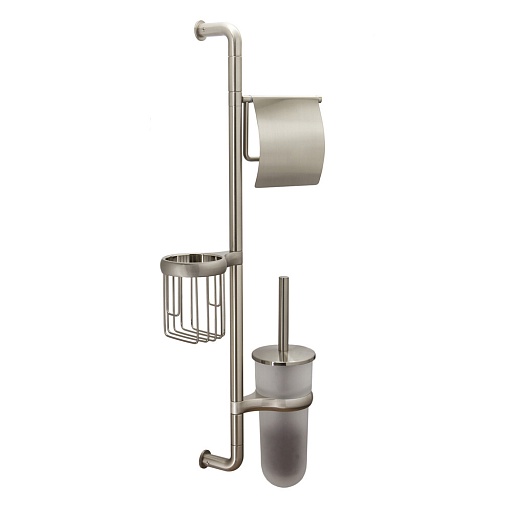 Стойка с бумагодержателем и ершом WasserKraft стекло/металл никель  Стойка с бумагодержателем и ершом WasserKraft стекло/металл никель