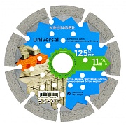 Диск алмазный по бетону Kronger Universal 125х22,2х1,8 мм сегментный сухой рез
