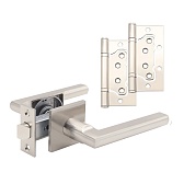 Комплект фурнитуры для двери Lavelly Viola с защелкой и петлями квадратная розетка матовый никель (990334)