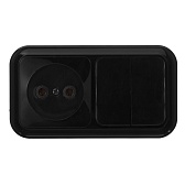 Блок выключатель и розетка Svet двухклавишный накладной черный (EV0362-5241) Блок выключатель и розетка Svet двухклавишный накладной черный (EV0362-5241)