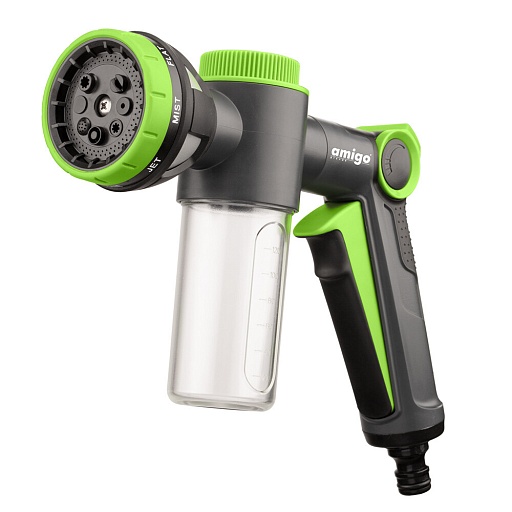 Пистолет для полива 1/2х3/4х5/8х1 Amigo Grande пластиковый с регулировкой напора 8 режимов (79561) Пистолет для полива 1/2х3/4х5/8х1 Amigo Grande пластиковый с регулировкой напора 8 режимов (79561)