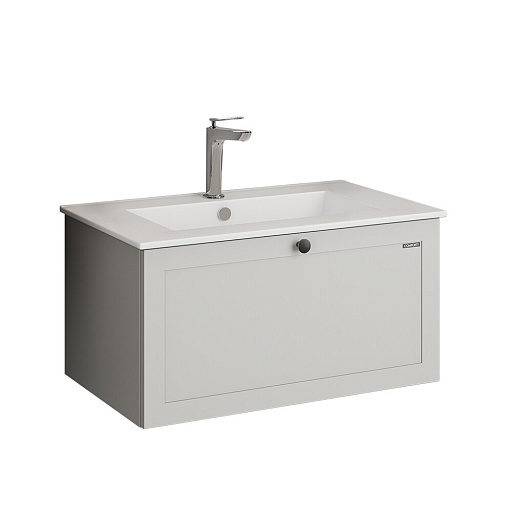 Комплект тумба с раковиной Comforty Моа 80 см подвесная серый шелк (00-00021212CF) Комплект тумба с раковиной Comforty Моа 80 см подвесная серый шелк (00-00021212CF)