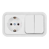 Блок выключатель и розетка Svet двухклавишный накладной белый (EV0362-5220) Блок выключатель и розетка Svet двухклавишный накладной белый (EV0362-5220)