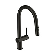 Смеситель для кухни Cersanit Brasko черный с высоким изливом с вытяжной лейкой однорычажный (68225)