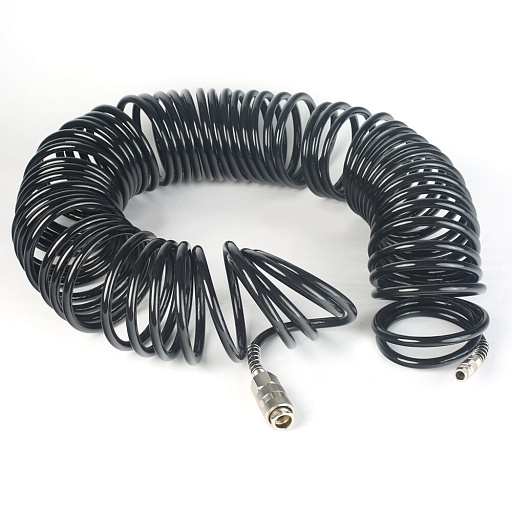 Шланг спиральный Patriot PU 15 быстросъемный 15 м для компрессоров (830901045) Шланг спиральный Patriot PU 15 быстросъемный 15 м для компрессоров (830901045)