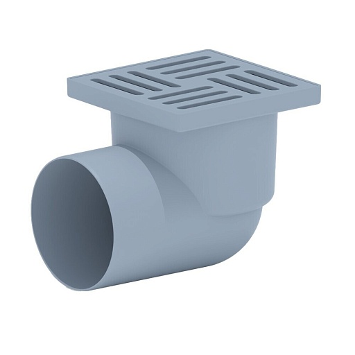 Трап душевой горизонтальный АНИ пласт с гидрозатвором 150х150 мм d110 мм пластиковая решетка (TA1110)