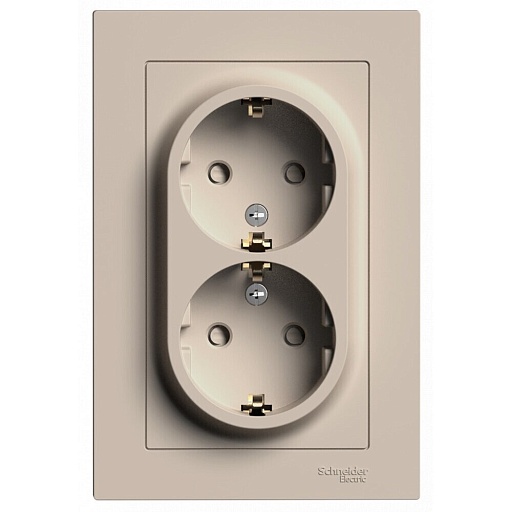 Розетка Systeme Electric AtlasDesign встраиваемая песочная со шторками (ATN001226)