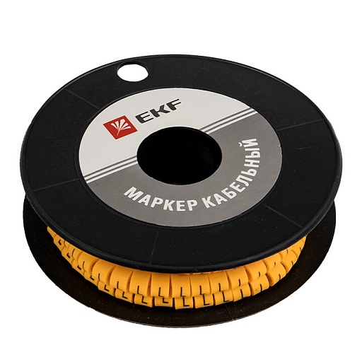 Маркеры кабельные (клипсы) EKF PROxima 4,5-8,6 мм буква L желтые (350 шт.) (plc-KM-6-L)