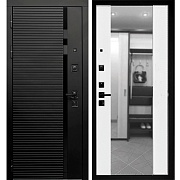 Дверь входная Дверной континент Палермо левая черный кварц - ясень белый софт с зеркалом 960х2050 мм