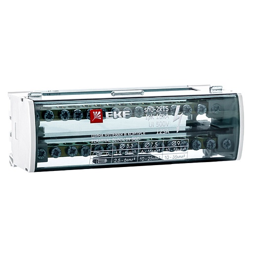 Шина нулевая EKF PROxima 2х15 отверстий в корпусе (sn0-2х15)