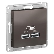 Розетка USB Systeme Electric AtlasDesign встраиваемая мокко 2хUSB-А (ATN000633)