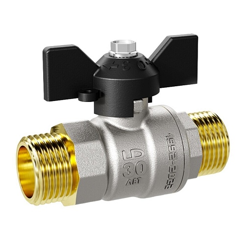 Кран шаровой латунный LD Pride 1/2 НР(ш) х 1/2 НР(ш) бабочка прямой (LD 47.314.15)