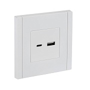 Розетка IEK Forte&Piano FP251 встраиваемая белая с USB-A/ Type-C (FP-U22-018-K01)
