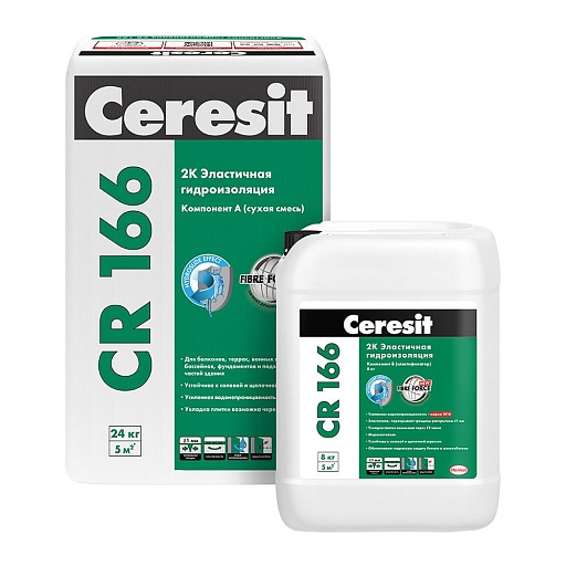 Гидроизоляция Ceresit CR 166 цементная 2К 24 кг+8 кг