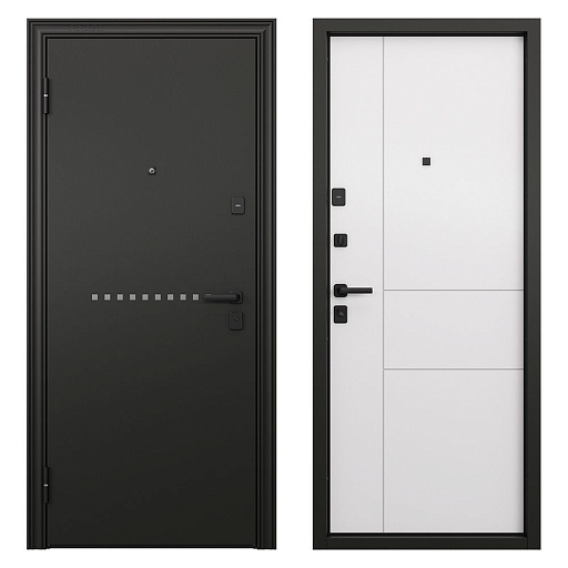 Дверь входная Torex Крафт Техно левая черный шелк - кт белый 860х2050 мм