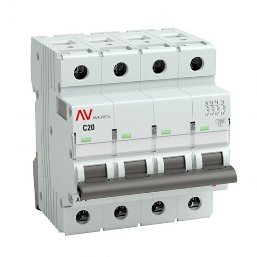 Автоматический выключатель EKF Averes AV-10 (mcb10-4-20C-av) 4P 20А тип C 10 кА 400 В на DIN-рейку