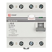 УЗО EKF PROxima ВД-100 40А 3P+N тип AC 300 мА 4,5 кА (elcb-4-40-300-em-pro)