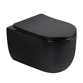 Унитаз подвесной Abber Bequem безободковый черный матовый с сиденьем дюропласт микролифт смыв торнадо (AC1104TMB) Унитаз подвесной Abber Bequem безободковый черный матовый с сиденьем дюропласт микролифт смыв торнадо (AC1104TMB)