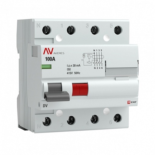 УЗО EKF Averes DV 100А 3P+N тип A 30 мА 10 кА (rccb-4-100-30-a-av) УЗО EKF Averes DV 100А 3P+N тип A 30 мА 10 кА (rccb-4-100-30-a-av)