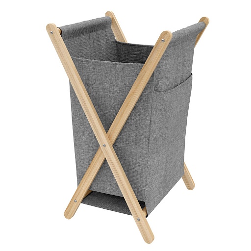 Корзина для белья WasserKraft Nau 420х410х650 мм 112 л складная серая (WB-772-L)