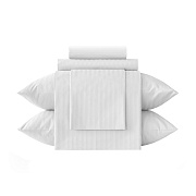 Комплект постельного белья Евро страйп-сатин Verossa Stripe белый с простыней 220х240 см