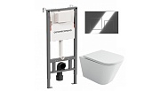 Комплект инсталляции Ceramicanova Balance с унитазом Ceramicanova Union с кнопкой хром и сиденьем дюропласт микролифт быстросъем (CN121001/CN4009T)