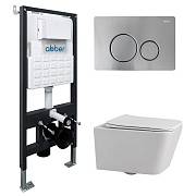Комплект инсталляции Abber с унитазом Rechteck с кнопкой хром и сиденьем микролифт (AC1201-AC0105-AC0121MCH) Комплект инсталляции Abber с унитазом Rechteck с кнопкой хром и сиденьем микролифт (AC1201-AC0105-AC0121MCH)