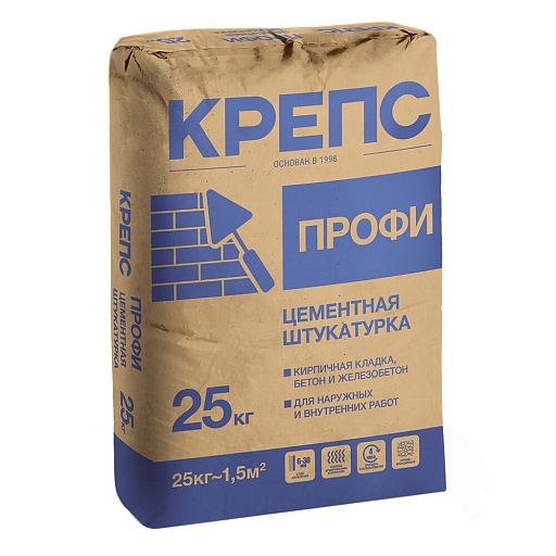 Штукатурка цементная Крепс Профи армированная 25 кг Штукатурка цементная Крепс Профи армированная 25 кг