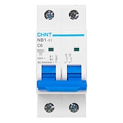 Автоматический выключатель модульный Chint NB1-63 2P 6А тип C 6 кА 400 В (179667)
