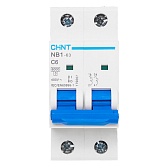 Автоматический выключатель модульный Chint NB1-63 2P 6А тип C 6 кА 400 В (179667)