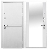 Дверь входная Ferroni 9СМ правая белая шагрень - эмалит белый с зеркалом 860х2050 мм