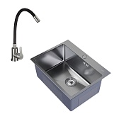Мойка для кухни Mixline Pro 60х45х20 см с сифоном со смесителем Corsa Deco Vega Steel с гибким изливом сталь (547235/966366) Мойка для кухни Mixline Pro 60х45х20 см с сифоном со смесителем Corsa Deco Vega Steel с гибким изливом сталь (547235/966366)