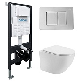Комплект инсталляции Abber с унитазом Bequem с кнопкой хром и сиденьем микролифт (AC1100T-AC0105-AC0120)