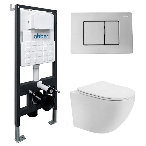 Комплект инсталляции Abber с унитазом Bequem с кнопкой хром и сиденьем микролифт (AC1100T-AC0105-AC0120) Комплект инсталляции Abber с унитазом Bequem с кнопкой хром и сиденьем микролифт (AC1100T-AC0105-AC0120)
