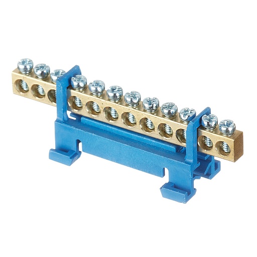 Шина нулевая изолятор Стойка на DIN-рейку EKF PROxima 6х9 мм 12 отверстий синяя (sn0-63-12-sb-r)