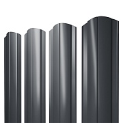 Евроштакетник односторонний круглый 0,45 мм 128х1800 мм графитовый серый RAL 7024 фигурный срез