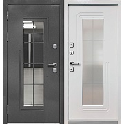 Дверь входная с терморазрывом Ferroni Luxor Termo 7 левая букле графит - эмалит белый со стеклопакетом 960х2050 мм