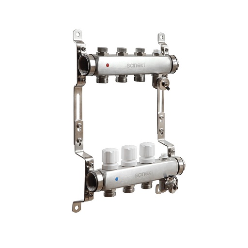 Коллекторная группа Sanext 1 ВР(г) х 3 выхода 3/4 НР(ш) ЕК х 1 ВР(г)