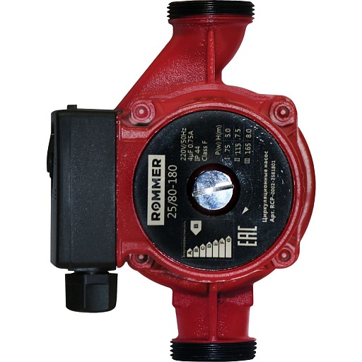 Циркуляционный насос для систем отопления Rommer 25/80 DN25 подъем 8 м 180 мм с гайками (RCP-0002-2581801)