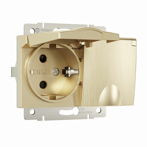 Розетка Werkel встраиваемая шампань рифленая со шторками с крышкой (a057287) Розетка Werkel встраиваемая шампань рифленая со шторками с крышкой (a057287)