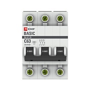 Автоматический выключатель модульный EKF Basic ВА 47-29 3P 63А тип C 4,5 кА 400 В (mcb4729-3-63C)