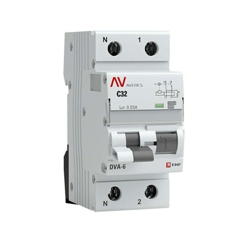 Автомат дифференциальный EKF Averes DVA-6 32А 1P+N тип A 30 мА 6 кА (rcbo6-1pn-32C-30-a-av) Автомат дифференциальный EKF Averes DVA-6 32А 1P+N тип A 30 мА 6 кА (rcbo6-1pn-32C-30-a-av)