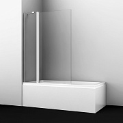 Шторка для ванной стеклянная прозрачная 110х140х0,6 см распашная профиль серебро WasserKraft Berkel 48P (48P02-110 Fixed)