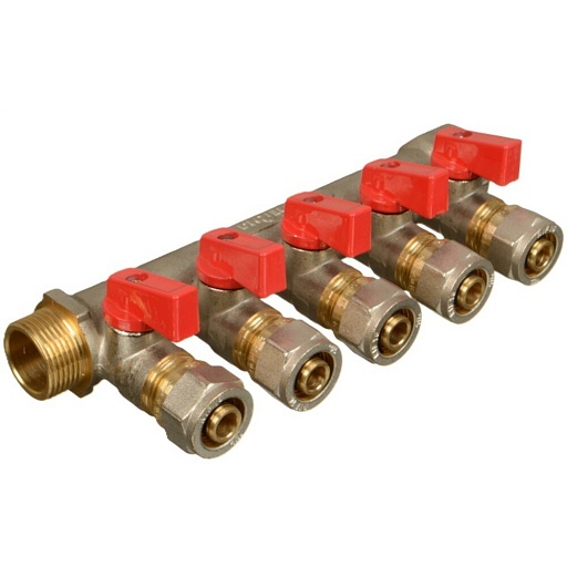Коллектор Terma 3/4 ВР(г) х 5 выходов 16 обж(ц) х 3/4 НР(ш) с шаровыми кранами (35994) Коллектор Terma 3/4 ВР(г) х 5 выходов 16 обж(ц) х 3/4 НР(ш) с шаровыми кранами (35994)