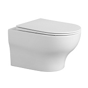 Унитаз подвесной Abber Bequem безободковый белый с сиденьем дюропласт микролифт смыв торнадо (AC1128)