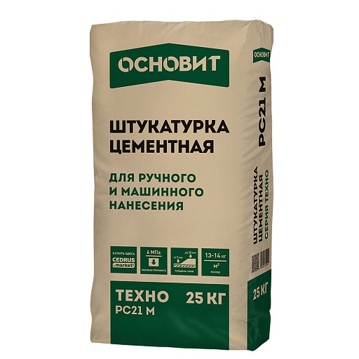 Штукатурка цементная Основит Техно РС21 M 25 кг Штукатурка цементная Основит Техно РС21 M 25 кг