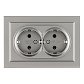 Розетка IEK Brite РС12-3-БрС встраиваемая сталь (BR-R21-16-K46-F)