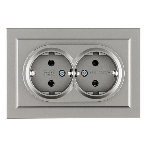 Розетка IEK Brite РС12-3-БрС встраиваемая сталь (BR-R21-16-K46-F)