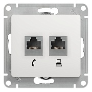 Розетка компьютерная/ телефонная Systeme Electric Glossa встраиваемая белая RJ11/ RJ45 (GSL000185)
