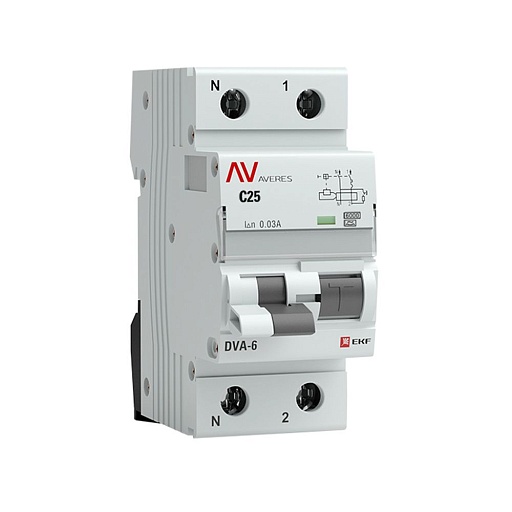 Автомат дифференциальный EKF Averes DVA-6 25А 1P+N тип A 30 мА 6 кА (rcbo6-1pn-25C-30-a-av) Автомат дифференциальный EKF Averes DVA-6 25А 1P+N тип A 30 мА 6 кА (rcbo6-1pn-25C-30-a-av)